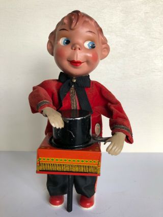 Rare 1950 Max Carl Wind - Up Tin & Celluloid Toy Magician W 1950s W.  Germany