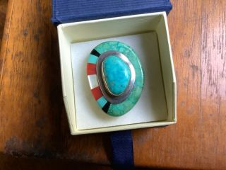Rare Paiute Michael Rogers Multi Stone Ring Turquoise Spiny Oyster Mop Jet