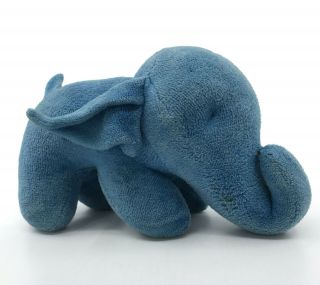Steiff Niki Elephant Blue Velvet Plush Baby Toy 1976 - 86 Vtg 14cm 5.  5in No Id