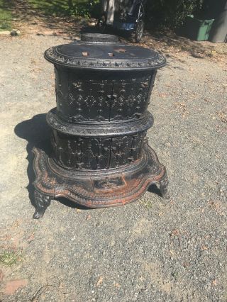 J.  F.  Rathbone Albany Ny Cast Iron Parlor Stove Ornate 1850s 1860s Rare Antique