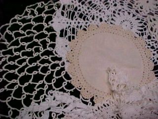20 Vintage Antique Hand Crocheted Doily Tablecloth White 4.  5 - 17 