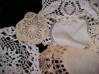 20 Vintage Antique Hand Crocheted Doily Tablecloth White 4.  5 - 17 