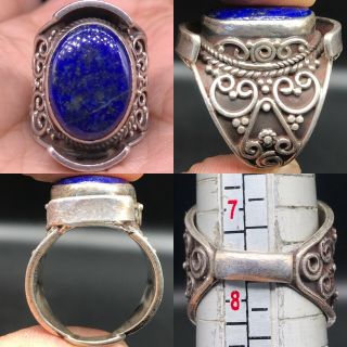 Unique Silver Old Wonderful Lapis Lazuli Stone Ring