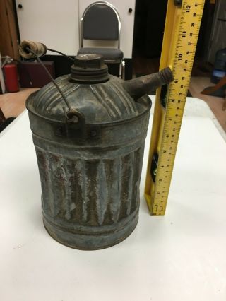 Antique One Gallon Nesco Gas Can 9 3/4 " Tall,  Wood Handle/gas Cap And Spout Cap
