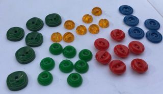 Vintage Antique Set Of 34 Green Red Art Deco Button Catalin