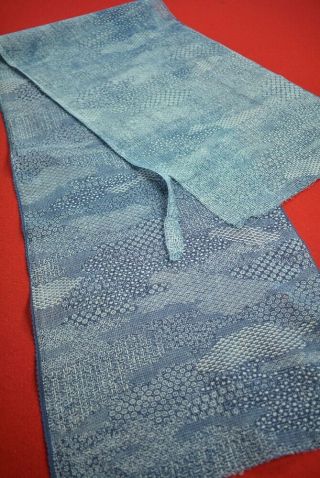 Vintage Japanese Fabric Silk Antique Boro Patch Indigo Blue 61.  8 " /cl04/55