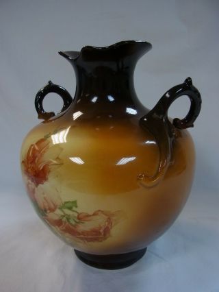 Warwick Vase With Hibiscus Floral Pattern.  10 " High Very Unique (vintage)