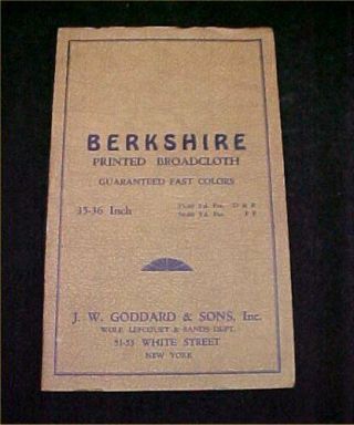 Vintage Antique Cotton Fabric Sample Book 1920s Berkshire Jw Goddard York
