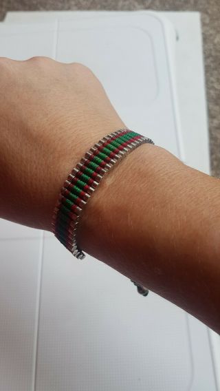 " Rare ".  Links Of London Silver.  Green And Red Bracelet