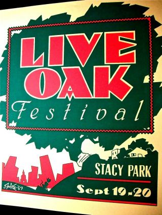 Live Oak Environmental Festival Austin Poster - 1987 Silkscreened Rare