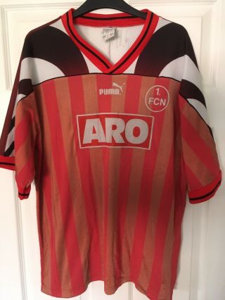 Rare Fc Nurnberg Home Football Shirt 1995/96 Puma Medium Germany Signed Vintage