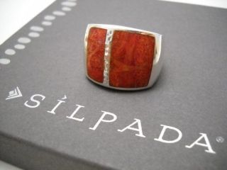 Rare Silpada Hammered Sterling Silver Sponge Coral Ring R1430 Size 7 Htf Cute