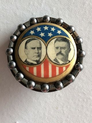 Antique William Mckinley & Teddy Roosevelt Political Campaign Button Pin Rare