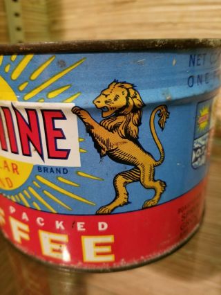 Rare Full Sunshine One Pound Coffee Tin Can Key Wind KW Springfield MO 2