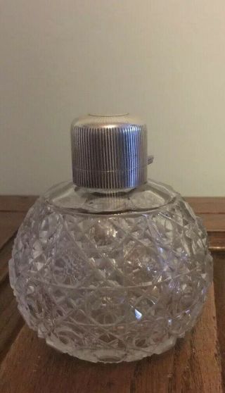 Stunning Victorian Silver Topped Cut Glass Perfume Bomb.  Birmingham 1880.  A881.