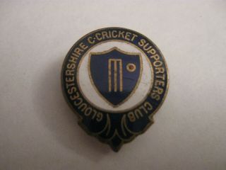 Rare Old Gloucestershire County Cricket Supporters Club Enamel Buttonhole Badge