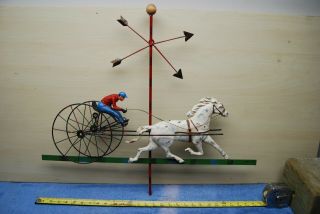 Vintage Sulky Race Horse Weather Vane Signed Curtis Jere 1982 Metal Wall Art
