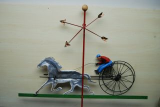 Vintage Sulky Race Horse Weather Vane Signed Curtis Jere 1982 Metal Wall Art 2