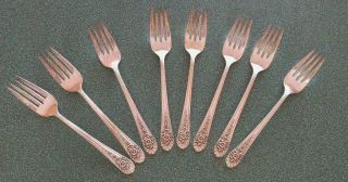 Set Of 8 Vintage Wm Rogers Is Jubilee Silverplate Salad Forks,  6 3/4 ",  Ca 1953
