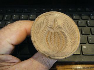 Small Antique Carved Wood Pineapple Butter Mold,  Stamp