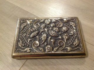 Lovely Vintage Rare Very Ornate Repousse Copper Cigarette Case