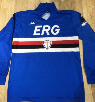 Rare Vintage Kappa Sampdoria Football Shirt 1989/90 Size Large