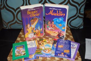 Beauty And The Beast 1992 Aladdin 2 Vhs Walt Disney Black Diamond Classics Rare
