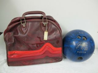Galaxie 300 Blue Swirl Bowling Ball 16 Lbs & Vintage Bag