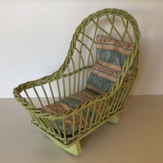 Antique Vintage Willow Branch / Wood Doll Cradle // 14 1/4 " X 13 1/2 " X 8 1/4 "
