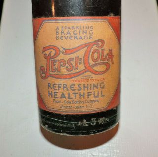 Rare Antique Pepsi - Cola 12 Oz Bottle " Winston,  Slaem N.  C.  "