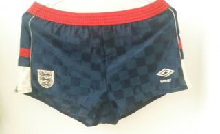 V.  Rare Vintage England Shorts 1987 Made By Umbro To Fit 30 " Waist
