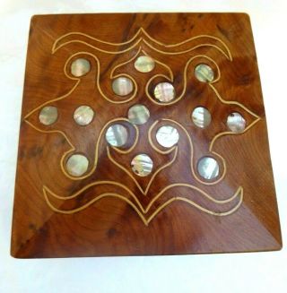 Birds Eye Maple Solid Wood Box Mother Of Pearl Inlay Hinged