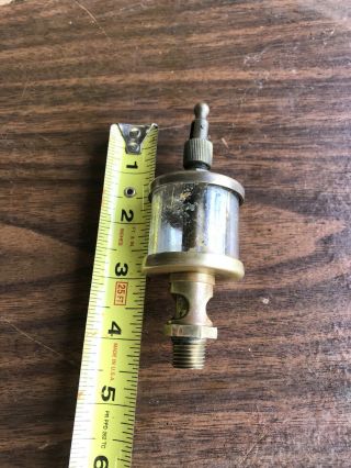 Small Michigan 1 Or 11/2 Brass Antique Hit And Miss Gas Engine Oiler Good Glass 3