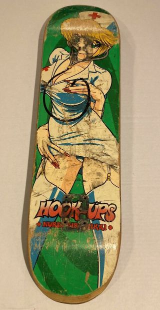 Vintage Hook - Ups Nurse Nikki Skateboard Deck Rare Sean Cliver Art