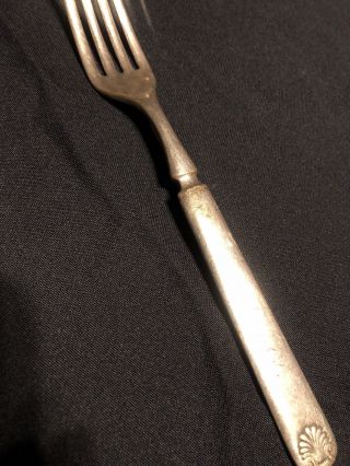 Simeon L.  & George H.  Rogers Company Solid Silver Metal Antique Fork Rare 1800 ' s 3