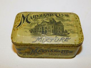 Antique Vintage Maryland Club Mixture Tin American Tobacco Co Virginia Louisiana