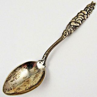 Antique Alvin Floral Series " Virgie " Engraved Demitasse Sterling Silver Spoon