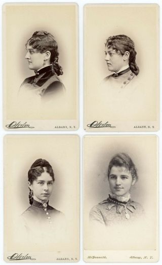 Four Young Women From A School In Albany York 4 Cdv Antique Photos
