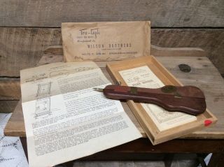 Antique Wilson Brothers Tru - Gyde Hooked Rug Needle W/original Paper Work & Box