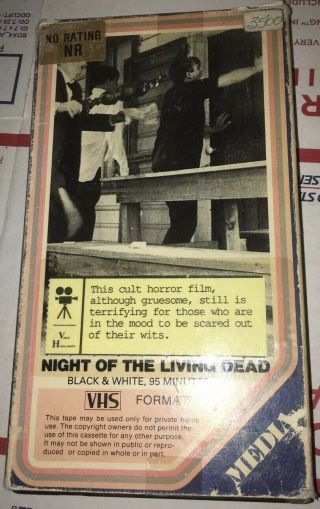 ☠️ Vtg 1981 Release Night of the Living Dead MEDIA BLack/White VHS Tape Rare 2