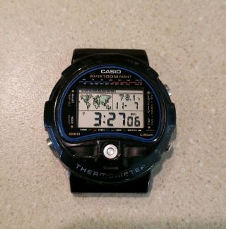 Vintage Casio Ts - 100 Digital Watch World Time Thermometer