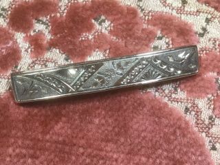 Antique Victorian Gold Filled Bar Pin Brooch With Fancy Etched Design