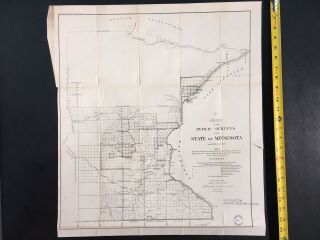 Large Vintage 1859 Public Survey Map Of Minnesota (21 " X 24 ")