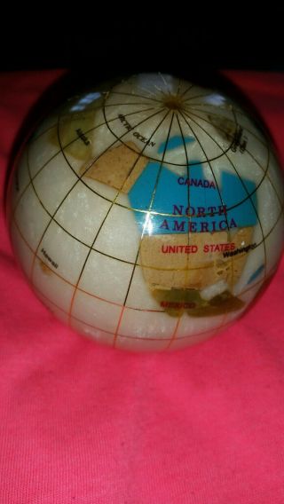 Coloured Stone Desk Top Globe In Weigh 500grms Approx