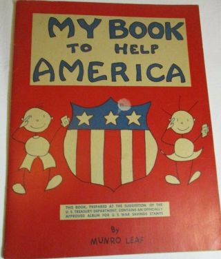 1942 Rare My Book To Help America Munro Leaf Album For U.  S.  War Savings Stamps