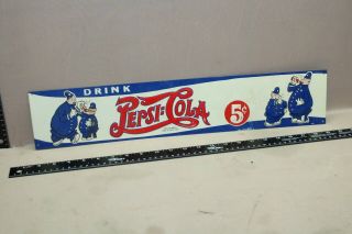 Rare 1940 Drink Pepsi Cola Soda Pop Embossed Metal Sign 5 Cent Pete Police Coke
