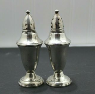 Antique Sterling Silver Unbranded Salt And Pepper Shakers Weighted Empire Style