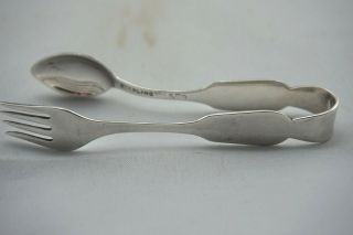 Sterling Silver Spoon & Fork Sugar Tongs Hallmarked - No Monogram Brilliant