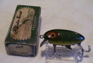 Vintage Clark Water Scout Wood Lure 10/21/19osh Box Can 