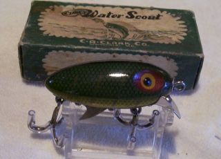 VINTAGE CLARK WATER SCOUT WOOD LURE 10/21/19OSH BOX CAN ' T READ IT 2